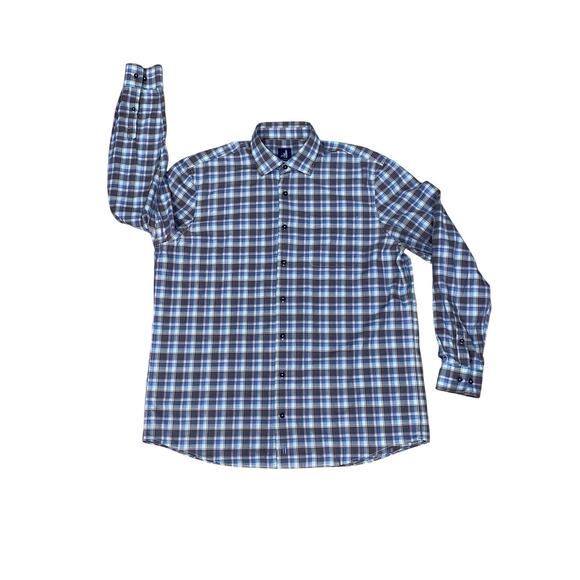 Johnnie-O Hangin' Out Men’s XL Button Up Shirt Long Sleeve Misc Plaid Cotton-EUC - Picture 1 of 13